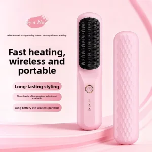 Wireless Eco friendly Alloy Straightening Comb Multiple Temperature Settings USB Rechargeable Dual Purpose Straight Curl