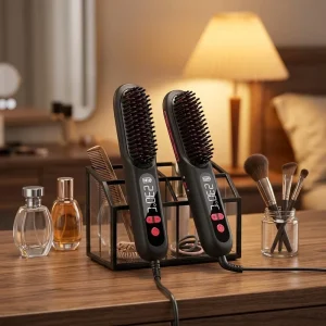Wireless Hair Straightener Comb Curler 2 in 1 USB Rechargeable Cordless Negative Ion Ceramic Professional Electric for Travel