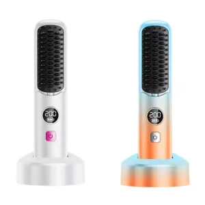 Wireless Hair Straightener Ionic Dry and Wet Dual Use Rechargeable Hot Comb Brush Portable Hair Curling Iron With Charging Base