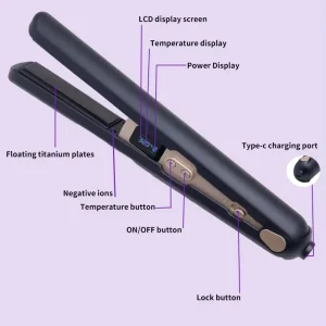 Wireless Hair Straightening Comb 2 in 1 Hair Straightener Portable Mini Wireless Cordless Hair Flat Iron Styling Hair Curl