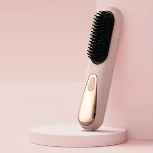 Wireless Professional Portable Electric Heating Comb Negative Ionic Straightening Hair Brush Hot Straightener Comb