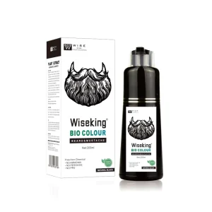 Wiseking Bio Color Beard Shampoo 200ml Black Color Beard Dye Quickly Cover White Beard Natural Black Color No PPD Black Shampoo