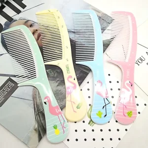 Women Girls Portable Plastic Hair Comb Fine Toothed Colorful Cartoon Animal Flamingo Sweet Candy Color Hairbrush Salon Styling