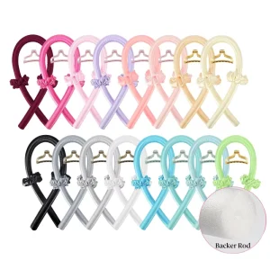 Women Heatless Hair Curling Rod Headband Sleeping Curls Silk Ribbon Hair Rollers With Clip and Scrunchie
