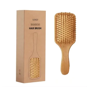 Women’s Anti Static Cushion Brush Bamboo Paddle Massage Hairbrush Combs Laser Hair Straightener Brush for Home Detangling
