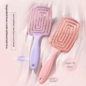 Women’s Large Curved Mosquito Coil Comb Special Design Plastic Handle Fluffy High Skull Air Bag Ribs Cut for Long Hair Home