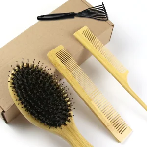 Wooden Air Cushion Paddle Hair Brush Set Massage Scalp Detangling Wood Comb Kit Hair Styling Tools