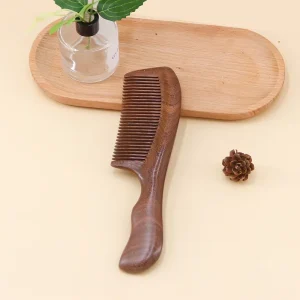 Wooden Detangling Hair Brush Scalp Massager Brush Portable Hairbrush Natural Wide tooth Sandal Wood Hair Comb with Handle