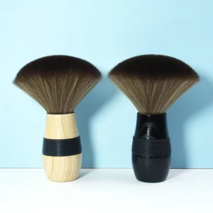 YUNTESI Silvertip Badger Neck Duster Brush Facial Cleaning Hairbrush Salon Soft Synthetic Hair Bristles Long Wooden Handle Clean