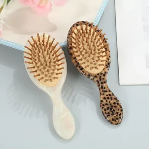 Yuxi Custom Logo Leopard Print Acetate Airbag Massage Comb Smooth Hair Styling Comb Portable Comb Daily Hair Care Styling Tool
