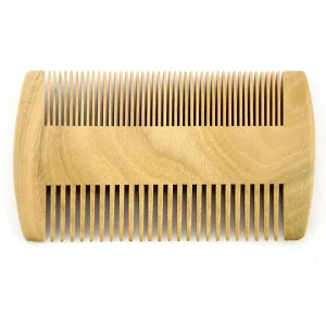 ZY Natural Green Sandalwood Beard Comb Double Sided Fine & Coarse Teeth Mustache Care Comb OEM Logo Home Salon Styling Lice Comb