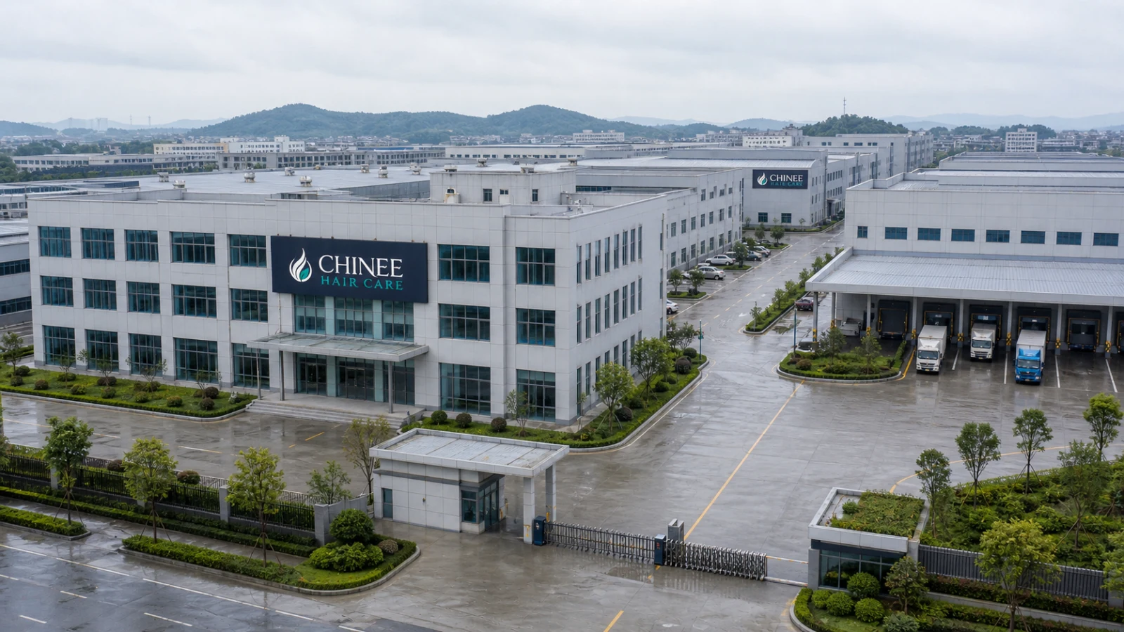 Large Chinee Hair Care manufacturing campus in Zhejiang, China